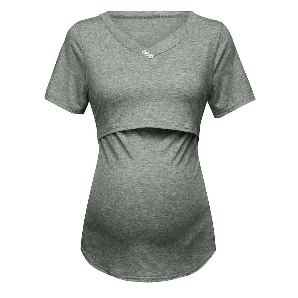 Comfortable Maternity T-shirt PregnantWomen's Short Sleeve Solid Colour Tops Breastfeeding Nusring Maternity Clothes Summer 2019
Comfortable Maternity T-shirt PregnantWomen's Short Sleeve Solid Colour Tops Breastfeeding Nusring Maternity Clothes Summer 2019