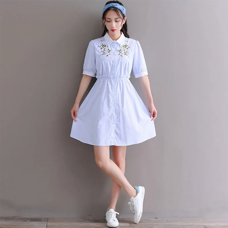 Mori girl cotton embroidered floral dress 2019 new summer fashion short sleeve sweet casual striped dress
Mori girl cotton embroidered floral dress 2019 new summer fashion short sleeve sweet casual striped dress