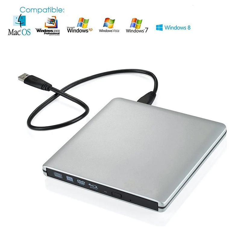 Bluray USB 3.0 External DVD Drive Blu-ray Combo BD-ROM 3D Player DVD RW Burner Writer for Laptop