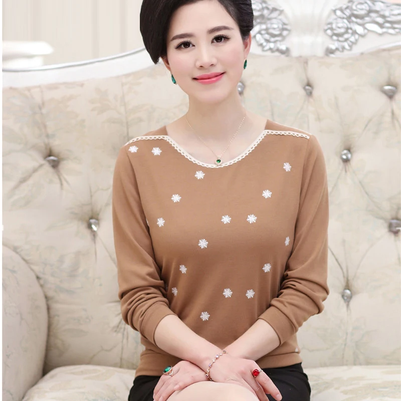 new fashion middle age women spring autumn long-sleeve T-shirt mother clothing female print basic loose plus size shirt pullover
new fashion middle age women spring autumn long-sleeve T-shirt mother clothing female print basic loose plus size shirt pullover