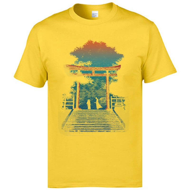 Tops & Tees Custom Top T-shirts Autumn Cheap Fitness Tight Short Sleeve 100% Cotton Round Collar Mens T Shirts Fitness Tight A Samurai Death Combat about to Begin yellow