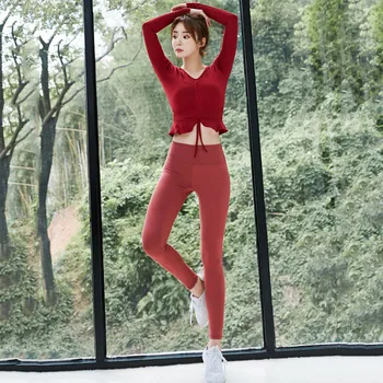 Women Yoga Suit Tight Top Long Sleeve T-shirt + High Waist Hips Peach Gym Pants 2PS/Sets Yoga Sets Femal Yoga Fitness Sports Set
Women Yoga Suit Tight Top Long Sleeve T-shirt + High Waist Hips Peach Gym Pants 2PS/Sets Yoga Sets Femal Yoga Fitness Sports Set