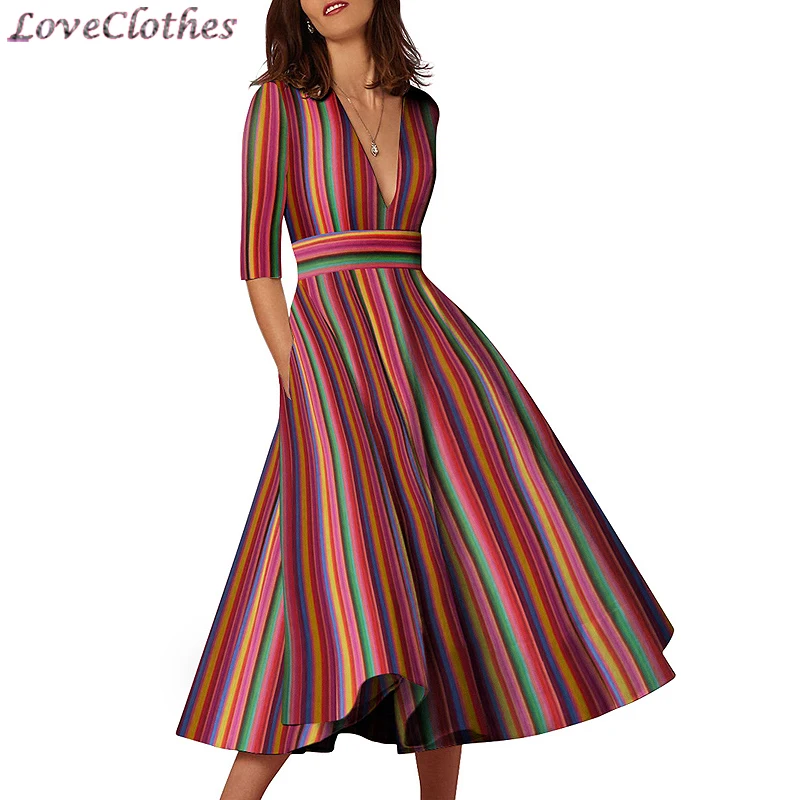 Office Lady Fashion Sexy Bohemian Beach Dresses V Neck Striped Maxi Runway Dress Middle Sleeve Spring Vestido Plus Size 4XL
Office Lady Fashion Sexy Bohemian Beach Dresses V Neck Striped Maxi Runway Dress Middle Sleeve Spring Vestido Plus Size 4XL