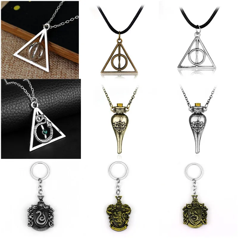 Fashion Long Necklaces Deathly Hallows Pendant Necklace Keychain Triangle Rotatable intermediate Resurrection Stone Key Chains
Fashion Long Necklaces Deathly Hallows Pendant Necklace Keychain Triangle Rotatable intermediate Resurrection Stone Key Chains