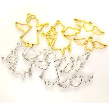 

5pcs Kawaii Angel Flying Wings Open Bezel Jewelry Pendant Accessories DIY Charms Handmade UV Resin Cupid Charms Heart Findings