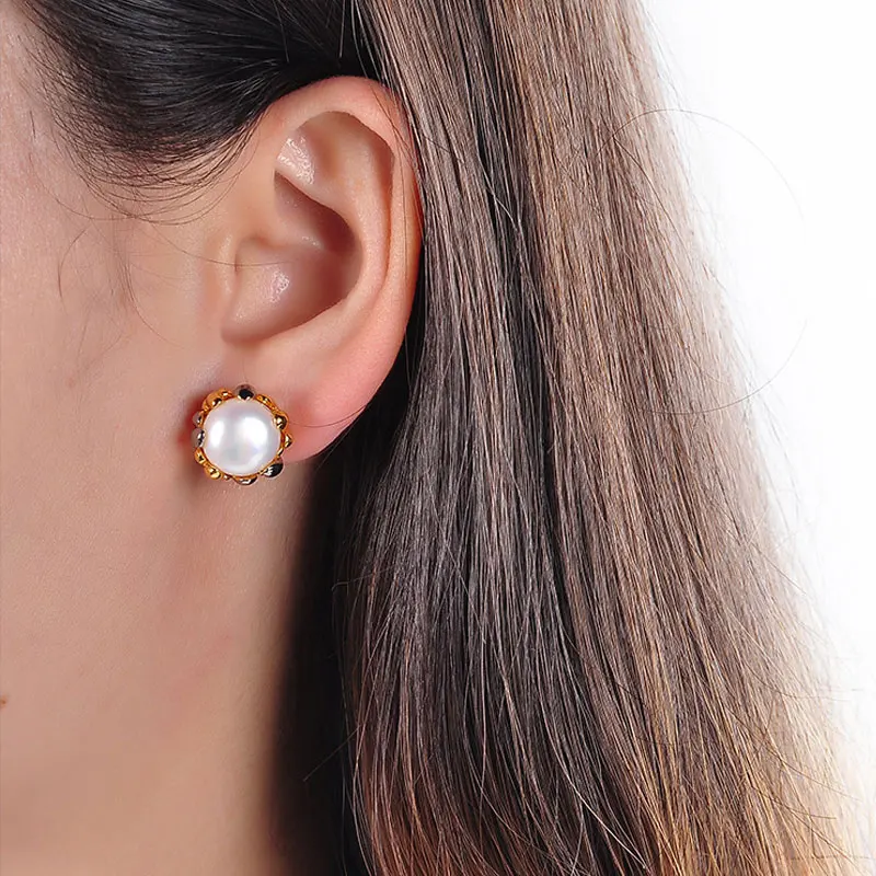 RADHORS Earring Genuine 925 Sterling Silver inlay 100% Natural Round Baroque pearl Stud earring Female luxurious Jewelry
RADHORS Earring Genuine 925 Sterling Silver inlay 100% Natural Round Baroque pearl Stud earring Female luxurious Jewelry