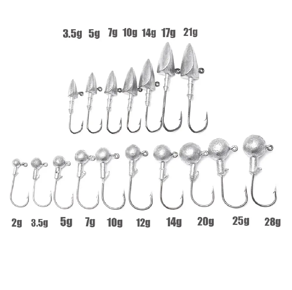 5Pcs Pointed/Round head Fish Hooks 2g-28g Lead Head Hook Lure Hook Jig Head Multicolor Fishing Tackle Hooks Fishing Accessories
5Pcs Pointed/Round head Fish Hooks 2g-28g Lead Head Hook Lure Hook Jig Head Multicolor Fishing Tackle Hooks Fishing Accessories