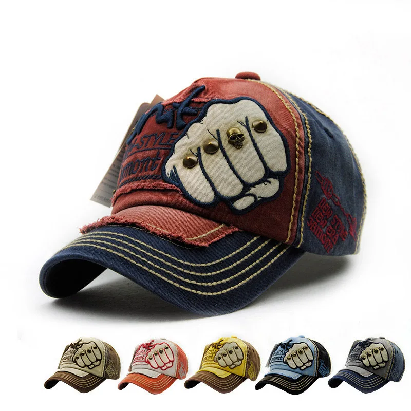 Fashion Letter Rivets Baseball Cap Women Men Fist Pattern Snapback Hat Unisex Adjustable Casual Outdoor Sport Caps CP0046 (8)