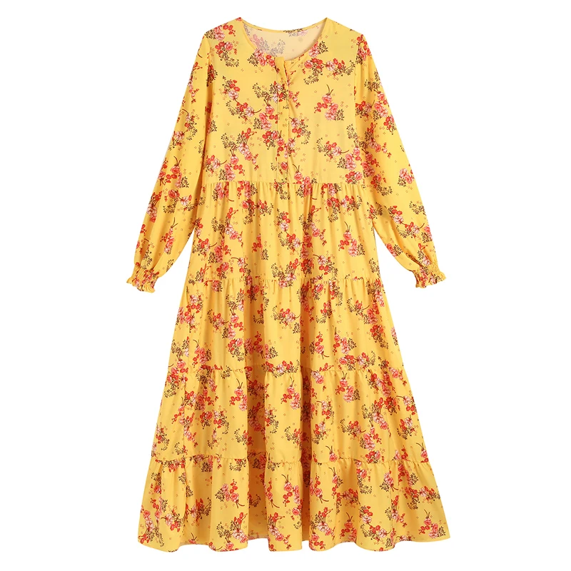 Floral Printed Ruffles Loose Long Dresses Women Fashion Long Sleeve Dress Women Elegant Front Buttons Dress Female Ladies DG04
Floral Printed Ruffles Loose Long Dresses Women Fashion Long Sleeve Dress Women Elegant Front Buttons Dress Female Ladies DG04