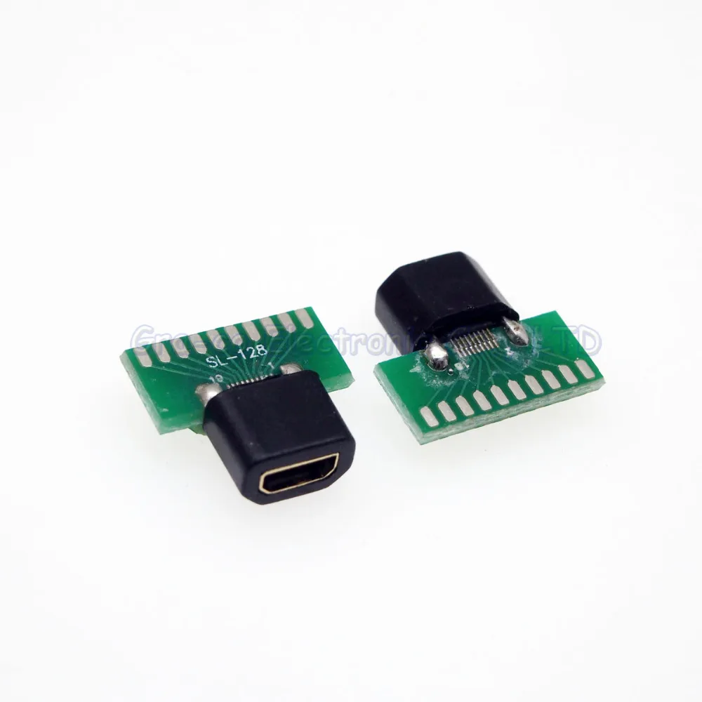 5 комплектов 2 в 1 гнездовой разъем MICRO HDMI с печатной платой и пластиковым корпусом