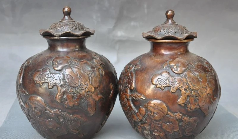 8"marked china bronze Boy Lad Game statue Weiqi tank Of Go jar Pot canister pair
8"marked china bronze Boy Lad Game statue Weiqi tank Of Go jar Pot canister pair