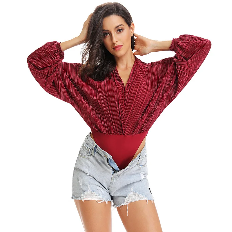 High Quality Women Sexy V Neck Slim Bodysuit Shirt Chiffon Long Bat sleeve Blusas
High Quality Women Sexy V Neck Slim Bodysuit Shirt Chiffon Long Bat sleeve Blusas