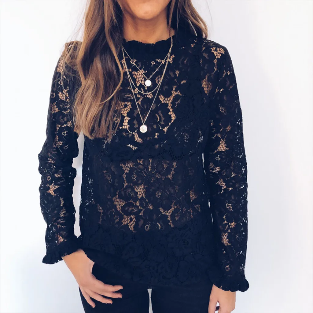 Blouse Women New Lace Mesh Thin Transparent Black Fishnet Long Sleeve Lace Shirt Ladies Summer Beach Wear Blusas De Mujer @30
Blouse Women New Lace Mesh Thin Transparent Black Fishnet Long Sleeve Lace Shirt Ladies Summer Beach Wear Blusas De Mujer @30