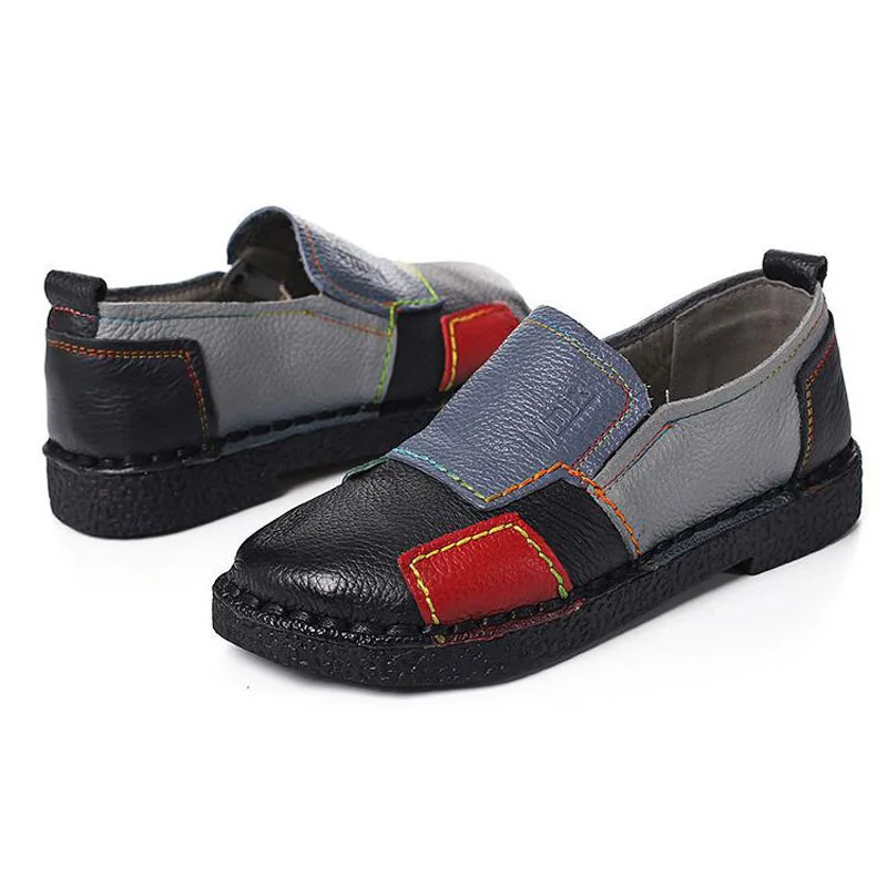 Mixed Colors Women Flats Natural Cow Leather Casual Simple Shoes 2018 Spring Autumn Loafers Slip On Women's Flat Shoes Moccasins (8)