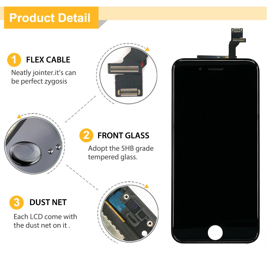 Grade AAA Quality LCD Screen For iPhone 6 Display With Digitizer Touch Screen Replacement Assembly Complete in Black White 10