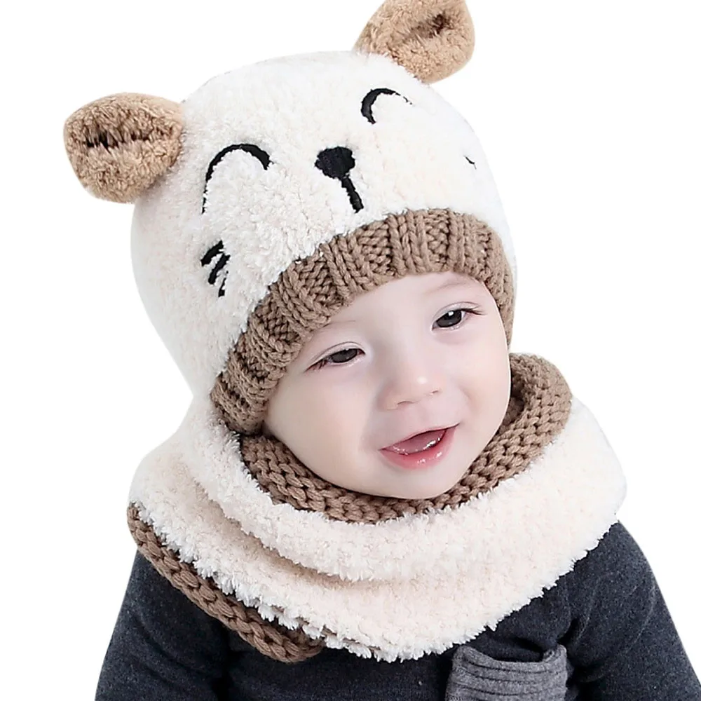 2018 Baby Toddler Kids Boy Girl Knitted Children's Lovely Soft Hat+Scarf Two Piece Set Kitten kids Balaclava snood suit
2018 Baby Toddler Kids Boy Girl Knitted Children's Lovely Soft Hat+Scarf Two Piece Set Kitten kids Balaclava snood suit