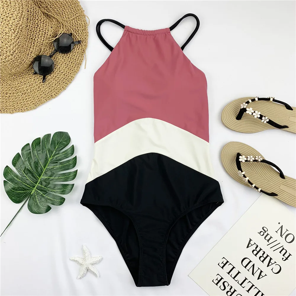 High Neck One Piece Swimsuit Women Solid Swimwear Open Back Swim Suits Patchwork Monokini Backless Trikini Halter Bathing Suit
High Neck One Piece Swimsuit Women Solid Swimwear Open Back Swim Suits Patchwork Monokini Backless Trikini Halter Bathing Suit
