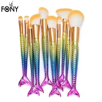 FONY Professional 10pcs Fish Scale Cosmetic Makeup Brushes mermaid set Powder Blusher Eye Shadow Brushes Set Kit 5U1213
FONY Professional 10pcs Fish Scale Cosmetic Makeup Brushes mermaid set Powder Blusher Eye Shadow Brushes Set Kit 5U1213