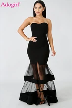 Adogirl Strapless Mermaid Wedding Evening Party Dresses Sheer Mesh Patchwork High Slit Bodycon Maxi Formal Dress for Women
Adogirl Strapless Mermaid Wedding Evening Party Dresses Sheer Mesh Patchwork High Slit Bodycon Maxi Formal Dress for Women