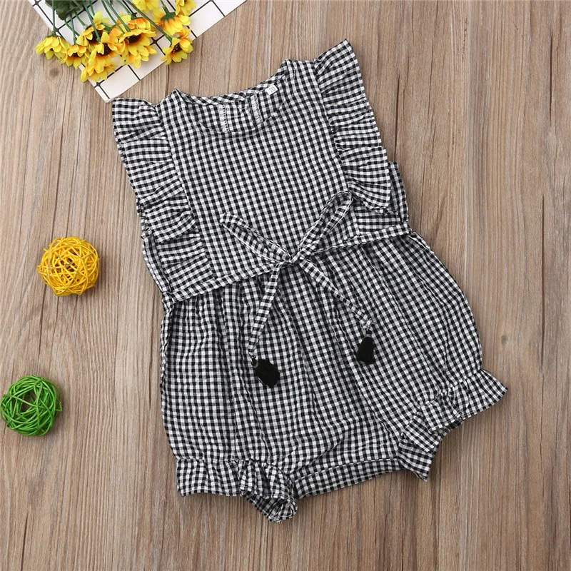 Newborn Baby Kids Girls Clothes Bandage plaid Ruffle Sleeveless Jumpsuit round neck Toddler cotton lovely Bodysuit one pieces
Newborn Baby Kids Girls Clothes Bandage plaid Ruffle Sleeveless Jumpsuit round neck Toddler cotton lovely Bodysuit one pieces