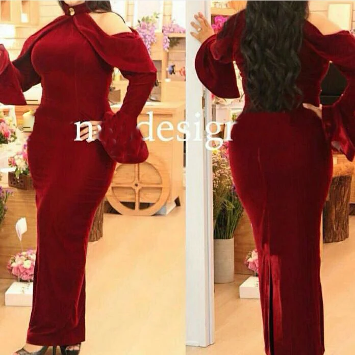 Burgundy Long Sleeves Evening gown Staright Halter Neck Back Slit Floor Length Velvet Fabric 2018 mother of the bride dresses
Burgundy Long Sleeves Evening gown Staright Halter Neck Back Slit Floor Length Velvet Fabric 2018 mother of the bride dresses