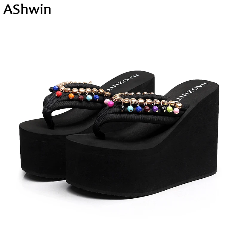 AShwin fashion high heels sandals women wedge platform sandal summer bohemia beads slippers for beach fringe super high shoes
AShwin fashion high heels sandals women wedge platform sandal summer bohemia beads slippers for beach fringe super high shoes