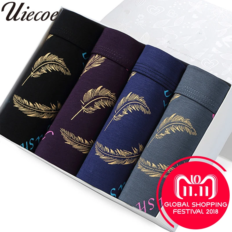 Uiecoe нижнее белье 4 шт./партия модные сексуальные боксеры мужские эластичные 4XL