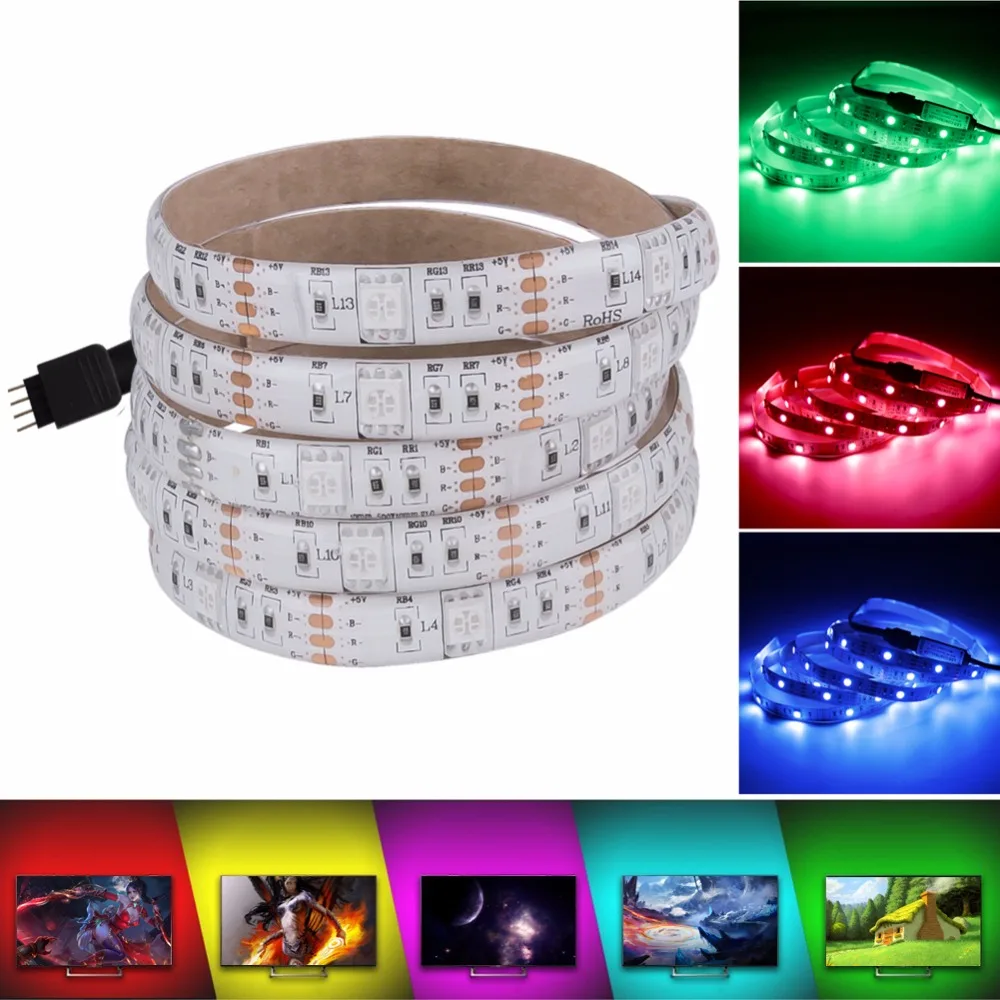 DC 5V USB LED Strip Flexible Light Ribbon Tape 5050 RGB 50CM 1M 2M 3M Mini 3Key 17Key RF IR Remote TV Background Lighting IP65
DC 5V USB LED Strip Flexible Light Ribbon Tape 5050 RGB 50CM 1M 2M 3M Mini 3Key 17Key RF IR Remote TV Background Lighting IP65