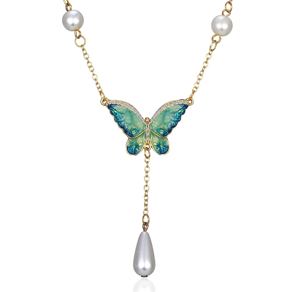 RINHOO Gold Color Pendant Necklace Jewelry Crystal Imitation Pearl Butterfly Natural Stone Fashion Necklace For Women Gift
RINHOO Gold Color Pendant Necklace Jewelry Crystal Imitation Pearl Butterfly Natural Stone Fashion Necklace For Women Gift