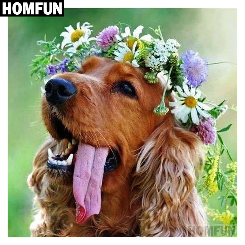 HOMFUN Full Square/Round Drill 5D DIY Diamond Painting "dog with flower" 3D Embroidery Cross Stitch 5D Home Decor A00499
HOMFUN Full Square/Round Drill 5D DIY Diamond Painting "dog with flower" 3D Embroidery Cross Stitch 5D Home Decor A00499