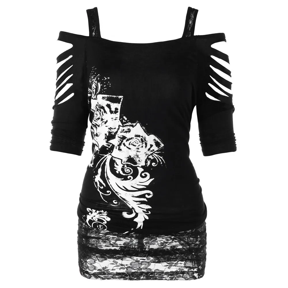 Fashion Blouse Women Off shoulder Rock Gothic Shirt Casual Ripped Sling Blouse Top Blusas Femininas Womens Tops And Blouses
Fashion Blouse Women Off shoulder Rock Gothic Shirt Casual Ripped Sling Blouse Top Blusas Femininas Womens Tops And Blouses