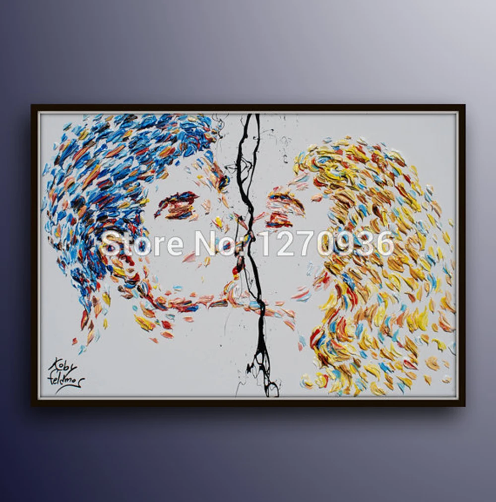 Handmade Couple Kissing Acrylic Picture Wall Art Decor Pure Hand-painted Palette Knife Oil Painting on Canvas Abstract Portrait
Handmade Couple Kissing Acrylic Picture Wall Art Decor Pure Hand-painted Palette Knife Oil Painting on Canvas Abstract Portrait