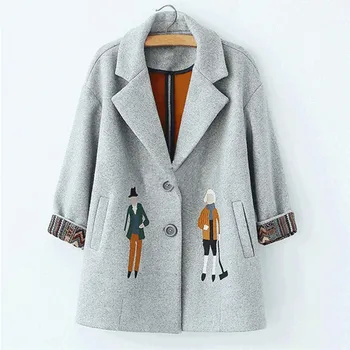 New Winter Womens Coats Fashion Solid Embroidery Woolen Outerwear Female Single Breasted Long Jacket Korean Slim Fit Coat
New Winter Womens Coats Fashion Solid Embroidery Woolen Outerwear Female Single Breasted Long Jacket Korean Slim Fit Coat