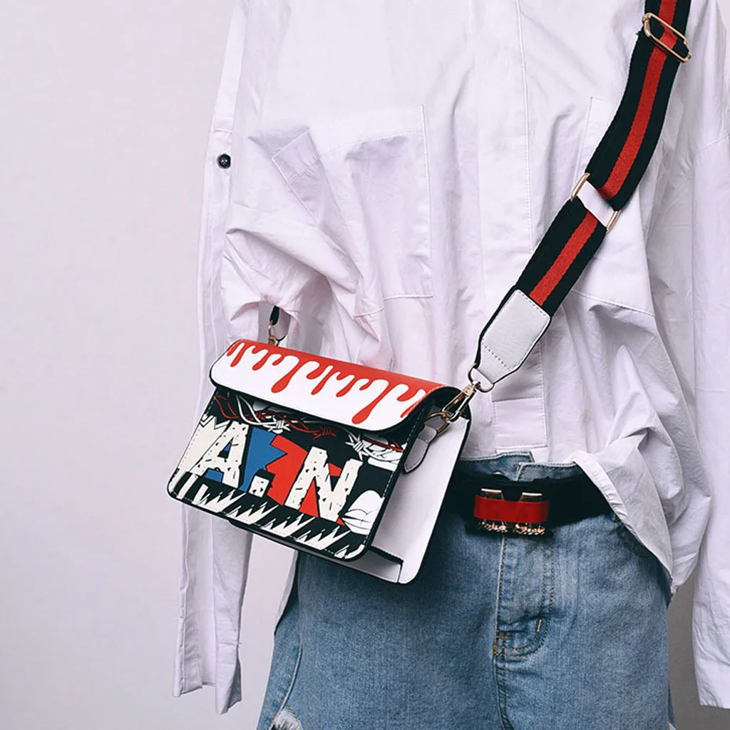 Fashion Women Graffiti Printed Small Square Bags Solid Crossbody Bag Hasp Fashion Crossbody Bags Shoulder Casual Leather Bag
Fashion Women Graffiti Printed Small Square Bags Solid Crossbody Bag Hasp Fashion Crossbody Bags Shoulder Casual Leather Bag