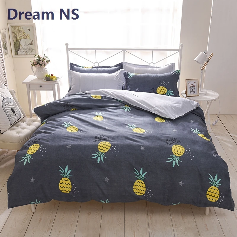 

AHSNME Pineapple Bedding Set Sweet Fruit Duvet Cover Child Bed Covering Soft Bedspread Euro King Queen Size Customize