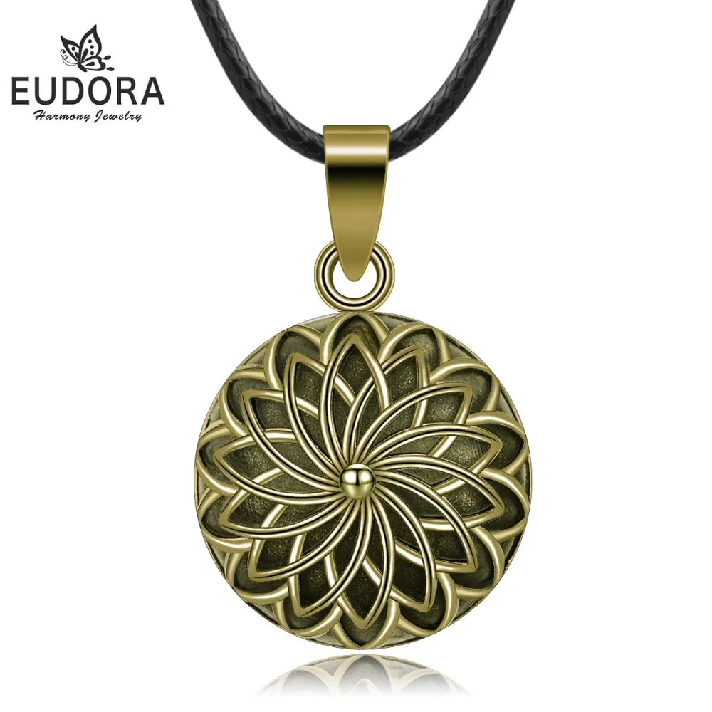 Винтажное ожерелье EUDORA Harmony Ball бронзовое с подвеской в виде колокольчика и