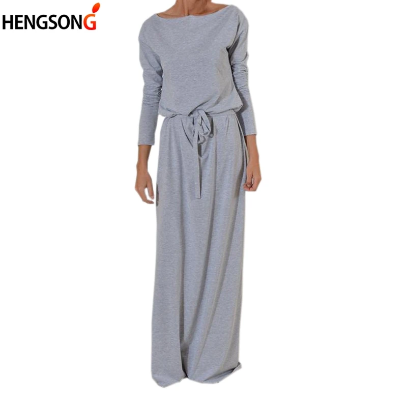 Autumn Women Long Maxi Dress Slash Neck Sashes Winter Dresses Casual Long Sleeve Solid Casual Floor Length Dress Female
Autumn Women Long Maxi Dress Slash Neck Sashes Winter Dresses Casual Long Sleeve Solid Casual Floor Length Dress Female