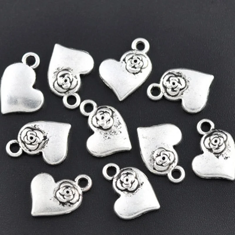 50Pcs Silver Tone Rose Flower Heart Metal Pendants DIY Jewelry Findings Charms 15mm
50Pcs Silver Tone Rose Flower Heart Metal Pendants DIY Jewelry Findings Charms 15mm