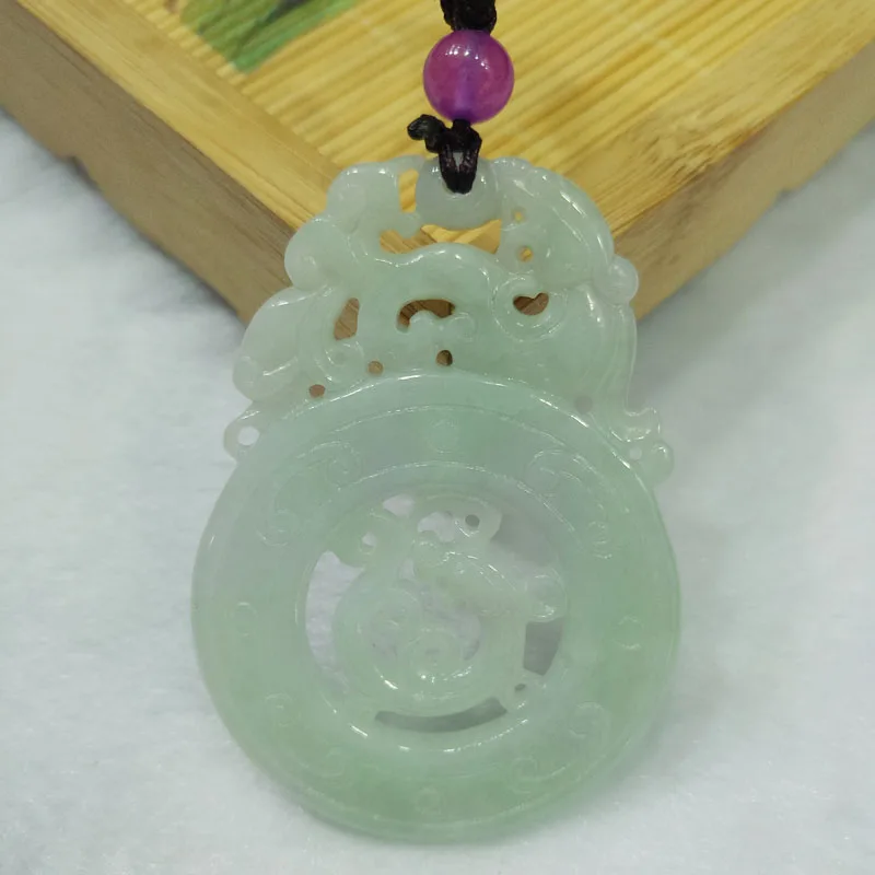 

yu xin yuan Fine Jewelry Natural Emerald handmake carved Necklace Lucky women and men Jade Pendant