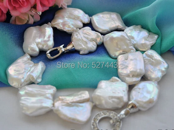 Wholesale free shipping >BIG 35mm WHITE BAROQUE KESHI REBORN PEARL NECKLACE 18inch
Wholesale free shipping >BIG 35mm WHITE BAROQUE KESHI REBORN PEARL NECKLACE 18inch