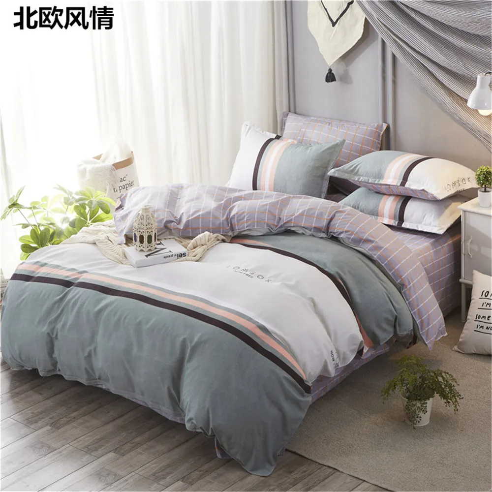 Luxury home textie Nordic style plaid stripe Bedclothes King Queen Double Size Duvet Cover Bed Sheet Pillowcase 4pcs Bedding Set
Luxury home textie Nordic style plaid stripe Bedclothes King Queen Double Size Duvet Cover Bed Sheet Pillowcase 4pcs Bedding Set