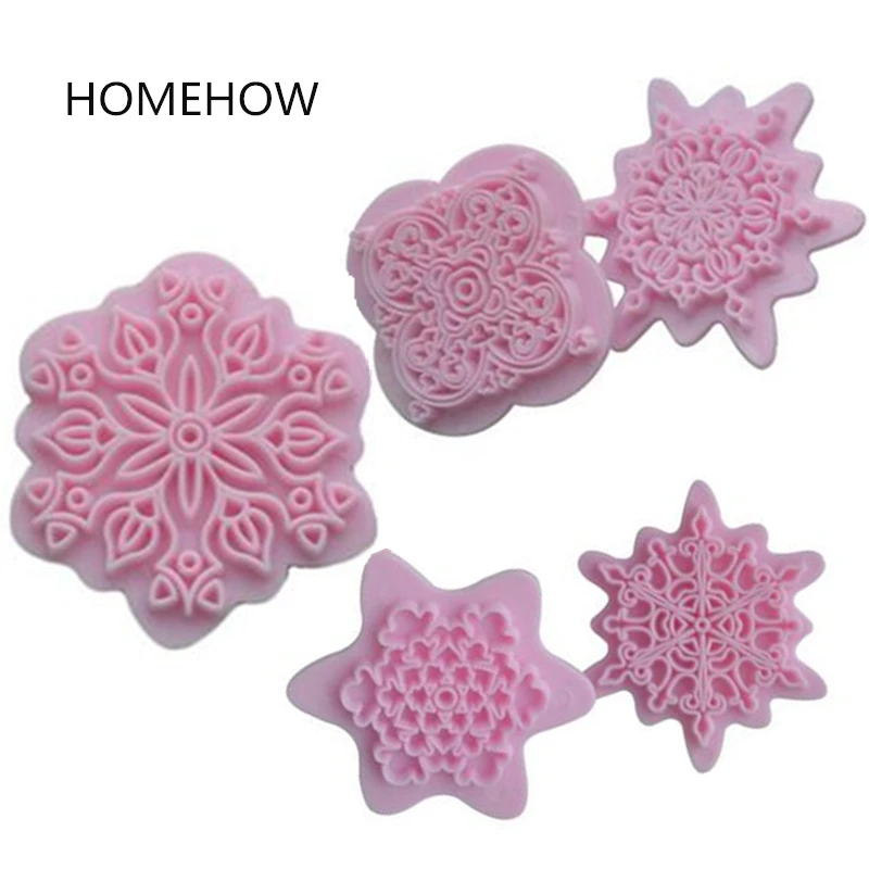 

5PCS/Lot Plastic Flower Cookie Embossing Cutter 6-5.5cm Pastry Fondant Deco Tools Pressing Presser Stamper DIY Kitchen Tool