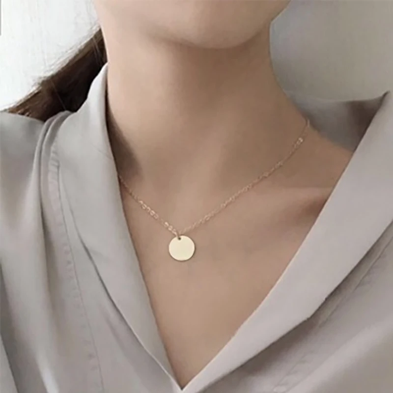 Minimalist Round Coin Disc Chain Pendant Necklace For Women Party Fashion Jewelry Gold Color Alloy Disk Geometric Chain Chokers
Minimalist Round Coin Disc Chain Pendant Necklace For Women Party Fashion Jewelry Gold Color Alloy Disk Geometric Chain Chokers