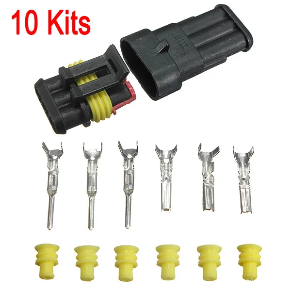 New 10pcs Car Auto 3 Pin Way Sealed Waterproof Electrical Wire Connector Plug Set
New 10pcs Car Auto 3 Pin Way Sealed Waterproof Electrical Wire Connector Plug Set
