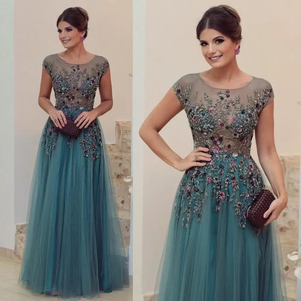 Long Mother Evening Dresses Hunter Green Illusion Bodice Embroidery Cap Sleeves Formal Mother of the bride Dress Robe de Soiree
Long Mother Evening Dresses Hunter Green Illusion Bodice Embroidery Cap Sleeves Formal Mother of the bride Dress Robe de Soiree