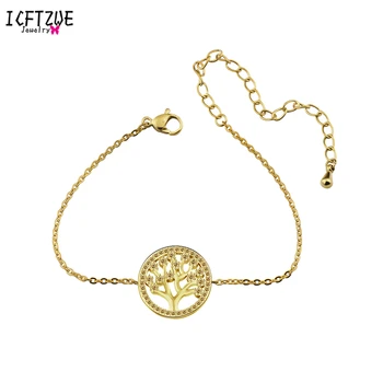 ICFTZWE 10pcs Stainless Steel Chain Pulseira Women Bracelet Gold Colour Body Jewelry CZ Tree Of Life Bracelets femme
ICFTZWE 10pcs Stainless Steel Chain Pulseira Women Bracelet Gold Colour Body Jewelry CZ Tree Of Life Bracelets femme