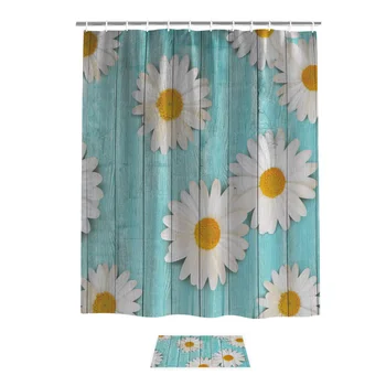 Daisy Flower Board Patterns Bathroom Mat With Shower Curtain 2 Piece Bathroom Set Shower Curtain Sets Toilet Rings Women Funny
Daisy Flower Board Patterns Bathroom Mat With Shower Curtain 2 Piece Bathroom Set Shower Curtain Sets Toilet Rings Women Funny