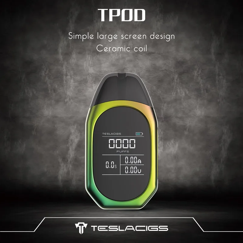 Original Tesla TPOD Kit E Cigarette 2ml Capacity POD and 500mah Battery Teslacigs T Pod Vape Pen Kit