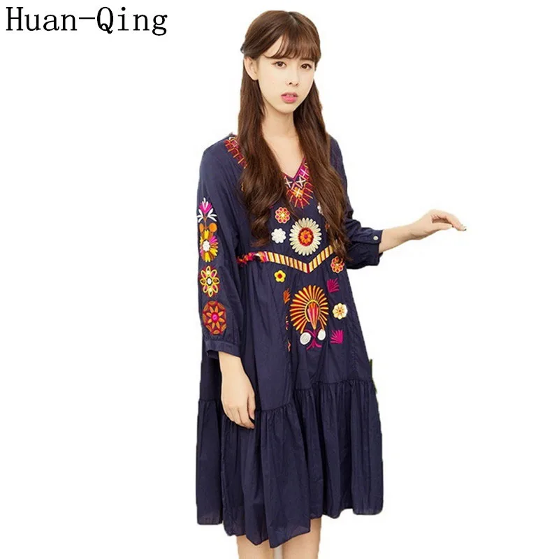 High Quality Runway 2017 Summer Women Vintage Boho Mexican People Luxury Embroidered Loose Dress Vestido Party Dresses Plus Size
High Quality Runway 2017 Summer Women Vintage Boho Mexican People Luxury Embroidered Loose Dress Vestido Party Dresses Plus Size