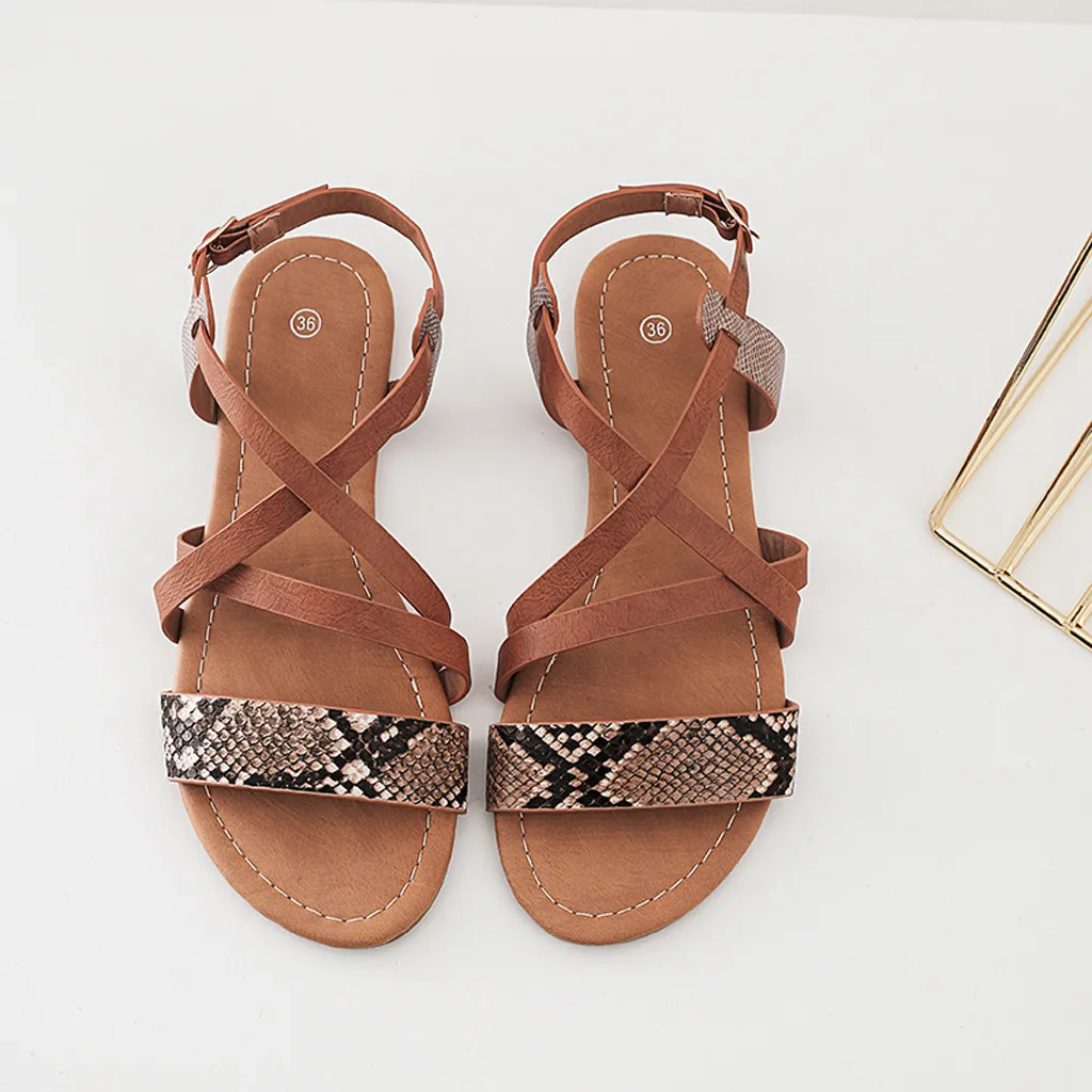 Womens Fashion Snakeskin Flats Shoes Open Toe Cross strap Ladies Roman Sandals Round Toe British Wind Flat Heel for travelApr 8
Womens Fashion Snakeskin Flats Shoes Open Toe Cross strap Ladies Roman Sandals Round Toe British Wind Flat Heel for travelApr 8
